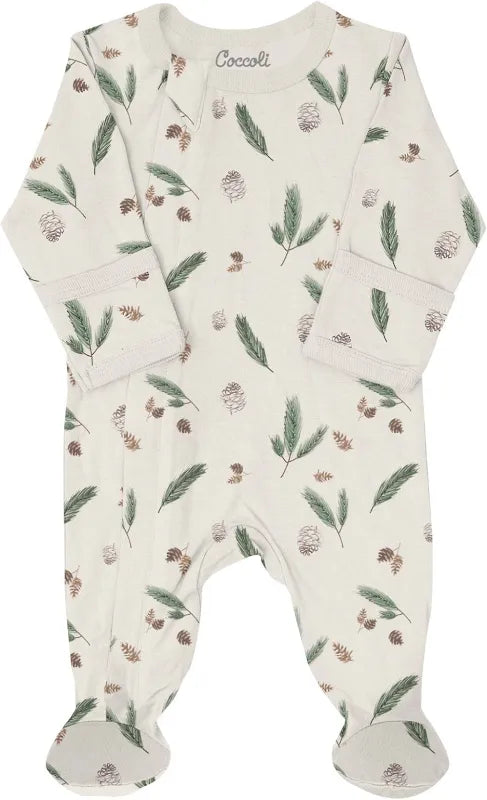 Acorn and Pine Needles Footed Zipper Sleeper-Coccoli