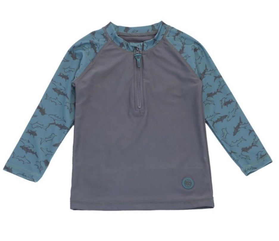 Boys Front Zipper Swim Shirt-Long Sleeve-Calikids