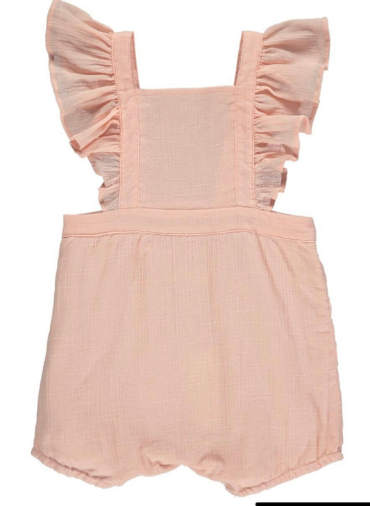 Baby girl romper, ruffle romper, sale romper, vignette romper, pink romper