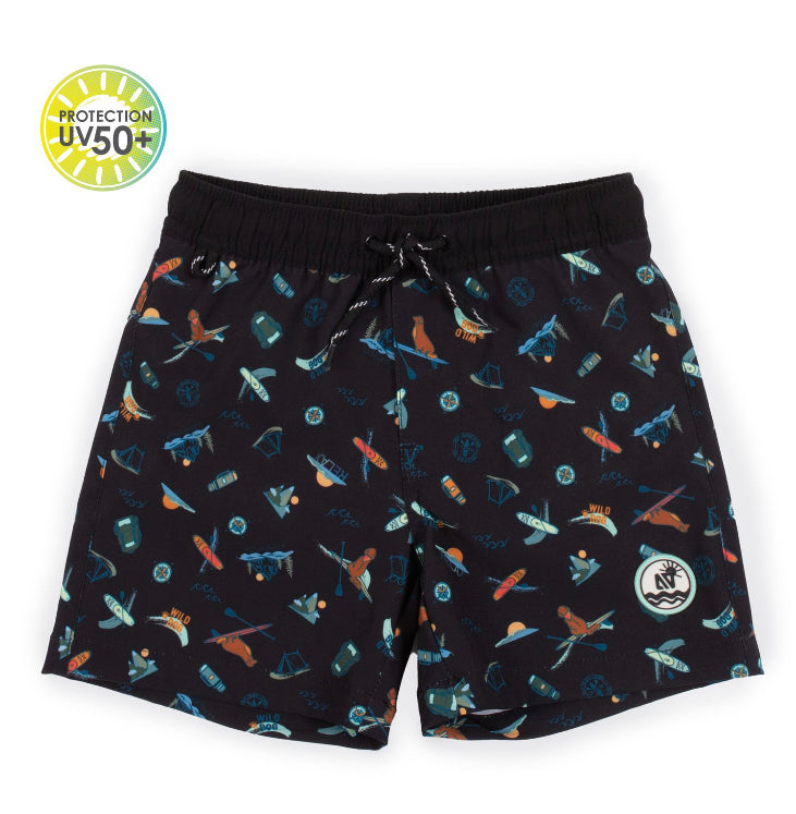 Boys swim shorts, board shorts kids, black board shorts