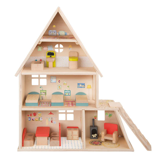 Doll house, wooden doll house, moulin Roty doll house, 