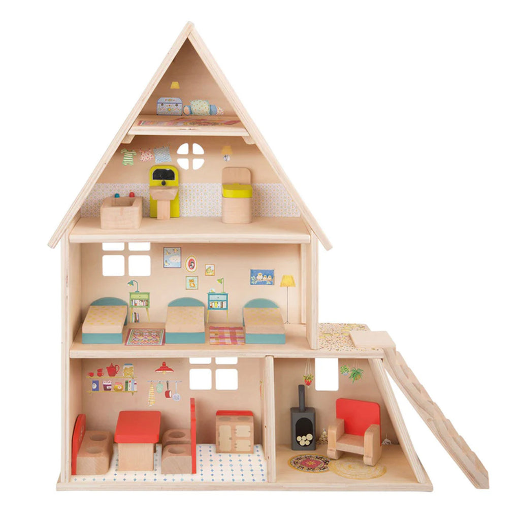 Doll house, wooden doll house, moulin Roty doll house, 