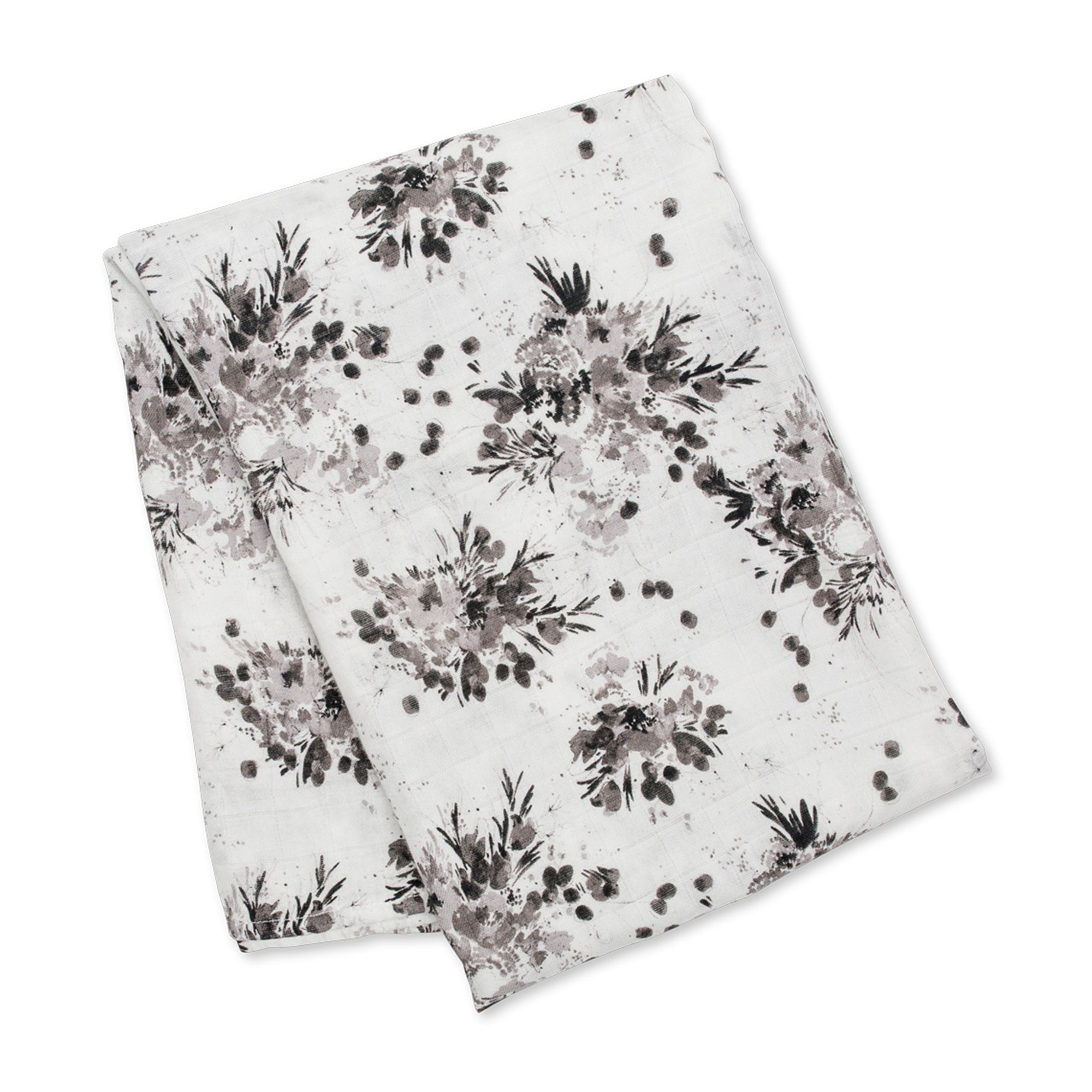 black and white floral blanket, lulujo, muslin blanket