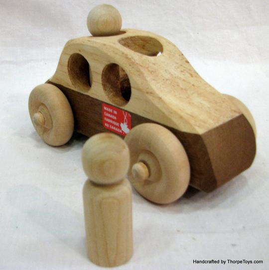 Wooden Car with 2 Riders