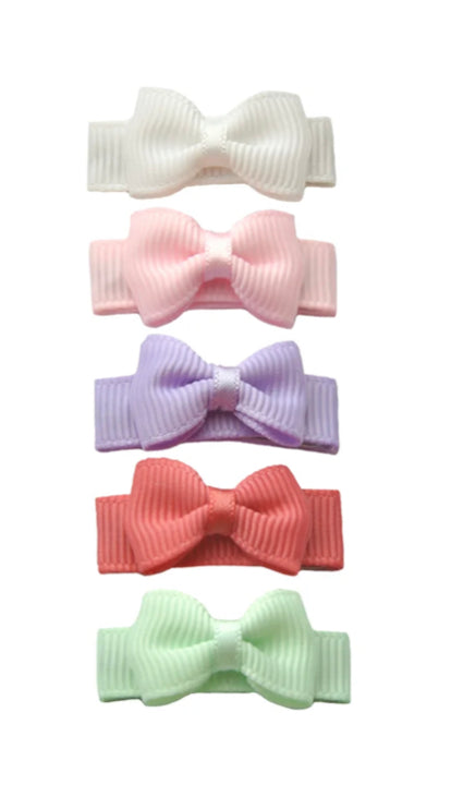 Tuxedo Bow Snap Clip 5pk-Baby Wisp