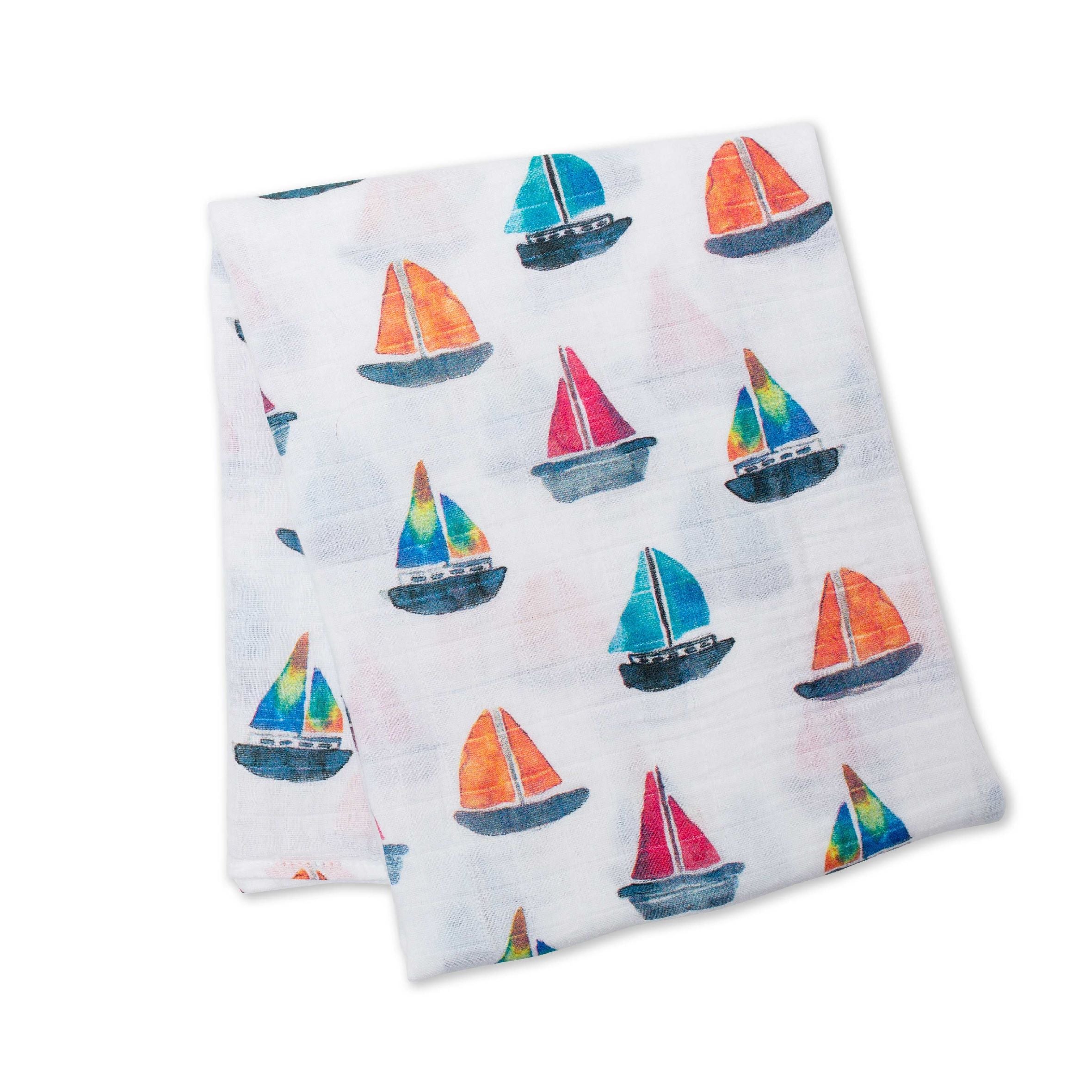 sailboat blanket, baby blanket, lulujo