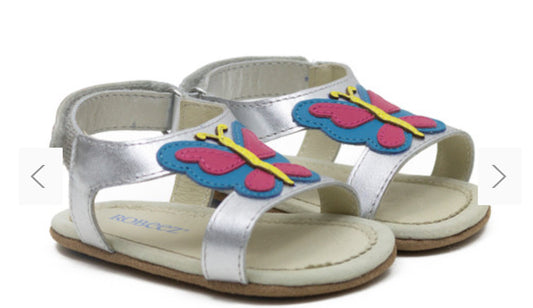 Silver Butterfly Leather Sandles-Robeez