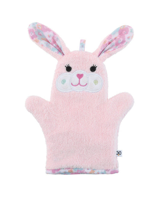 rabbit washcloth, puppet washcloth, zoochini, kids washcloths