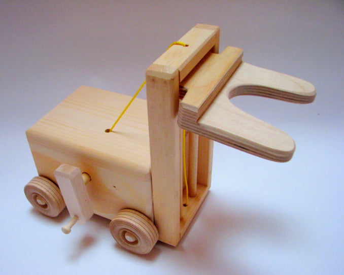 handmade toys, handmade forklift, wooden fork lift