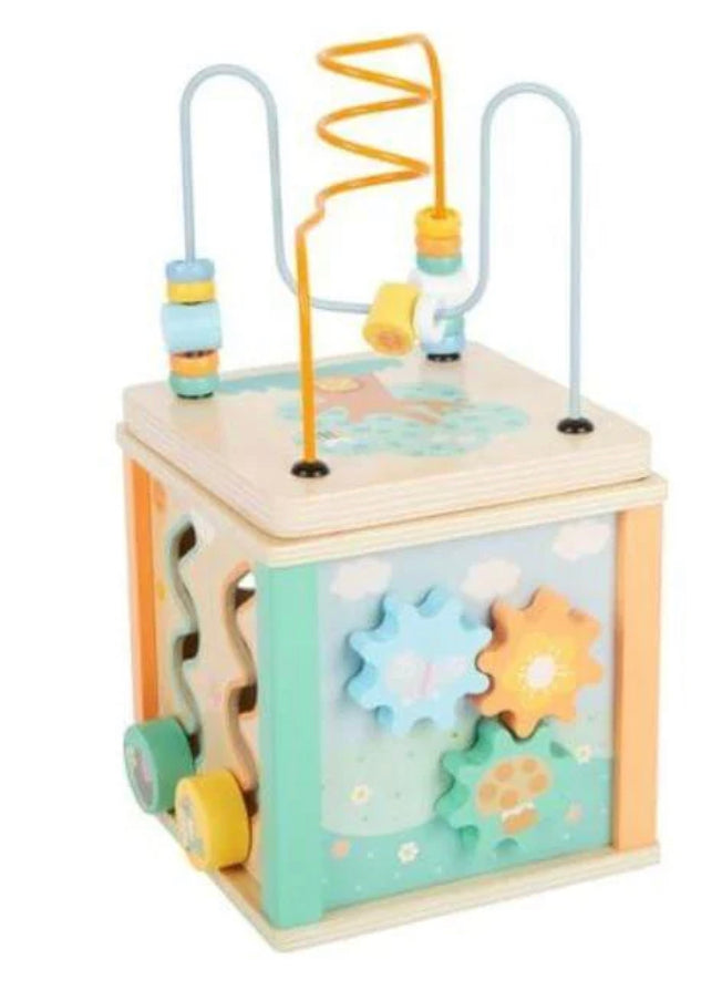 Small Foot - Wooden Motor Skills 5 in 1 Activity Cube "Pastel" Toy