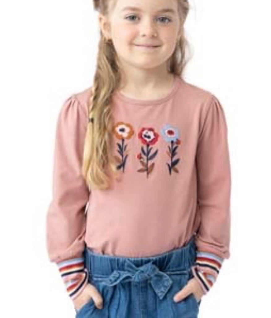 Girls Long Sleeve Flower Shirt-Nano