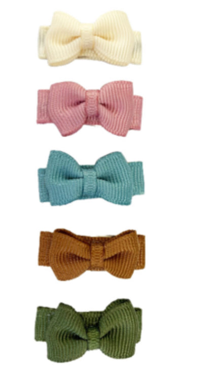 Tuxedo Bow Snap Clip 5pk-Baby Wisp