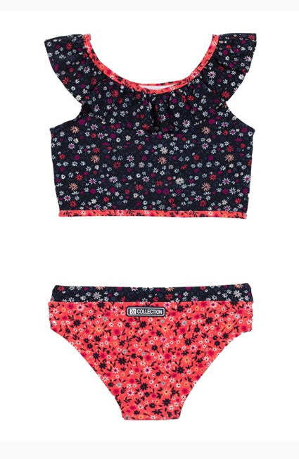 Navy and Red Floral Bikini