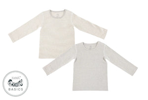 Cotton Ribbed Long Sleeve T-Shirt (2 Pack) - Dark Grey- Nest Basics