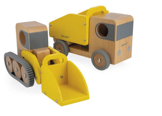 Wooden trucks, Janod trucks, dump truck, 