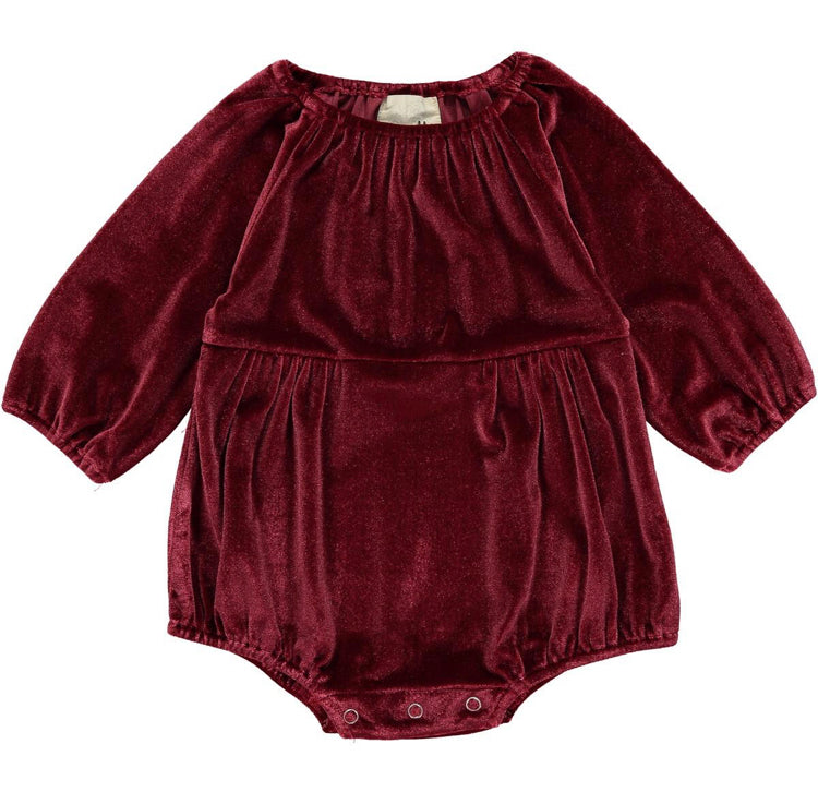 baby velour romper,  red Christmas romper baby,