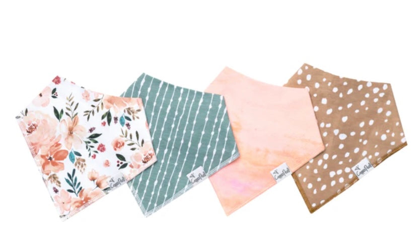 Baby Girl Bandana Bibs -Copper Pearl