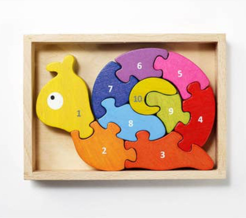 wooden puzzle, snail puzzle, alphabet puzzle