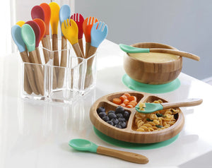 Bamboo and Silicone spoon set