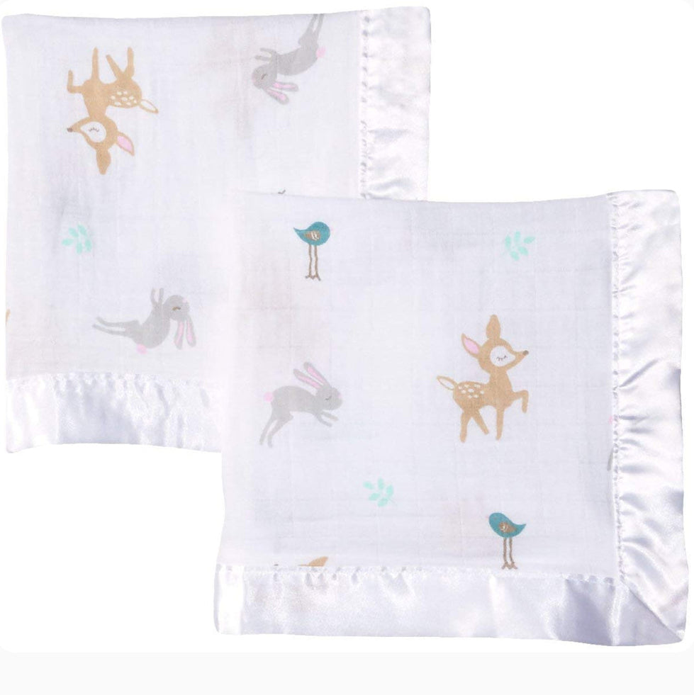 Set Of 2 Muslin Security Blankets-Lulujo